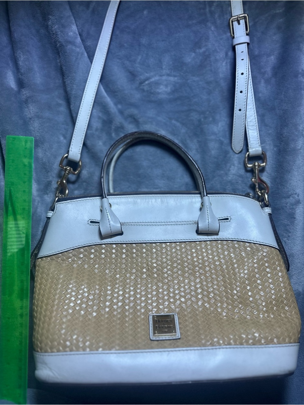 Dooney & Bourke Light Blue and Tan Woven Satchel